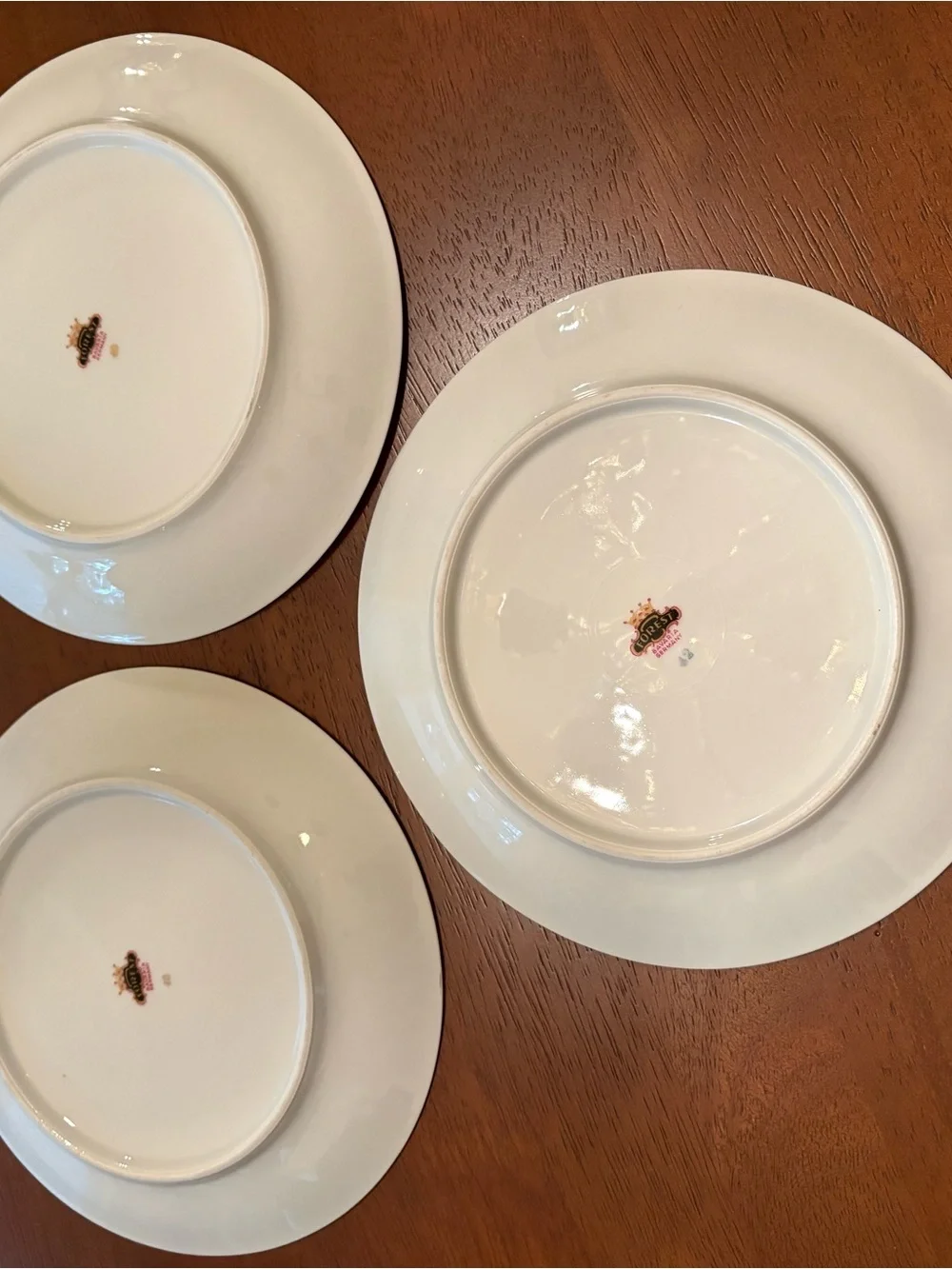 Forest Bavaria White and Gold Rim Ceramic Dessert Plates - Set of 3